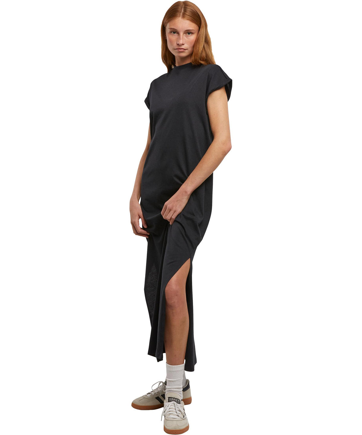 Women’s long extended shoulder dress
