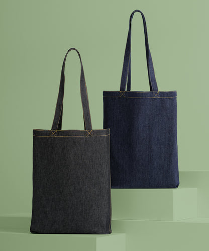 Denim ‘flat base’ shopper