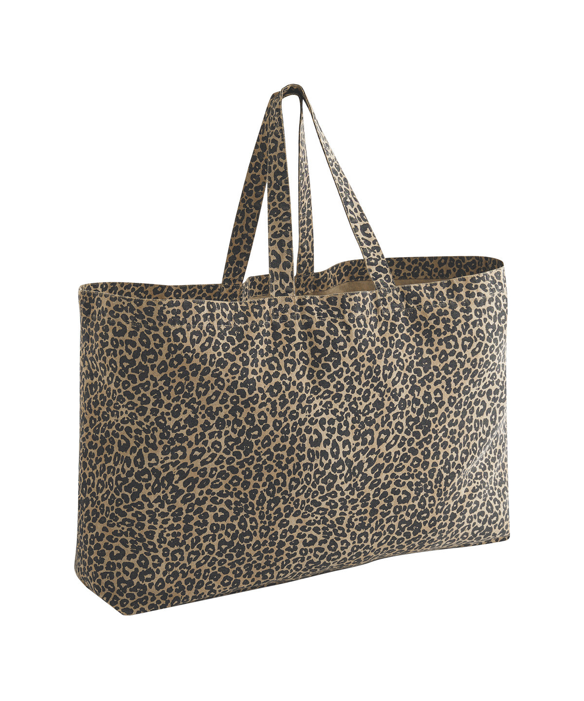 Leopard print canvas oversized tote bag